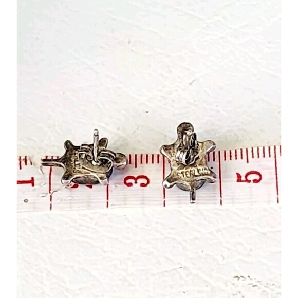 Zuni Turtle Earrings 925 Silver Natural Inlaid Gemstones Native American 2mm - Picture 6 of 7